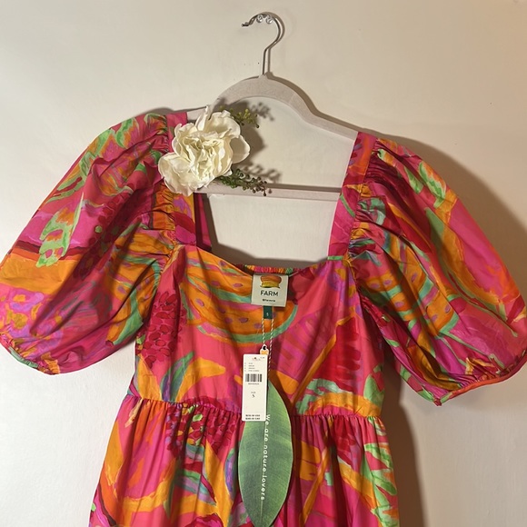 Anthropologie Farm Rio Tropical Puff-Sleeve Midi Dress - Picture 16 of 16